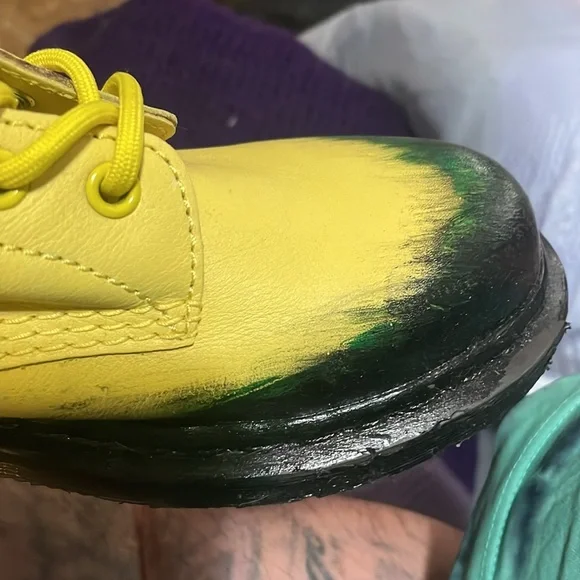 Doc martens 1460 pascal combat boots custom ombré black & yellow ladies size 8 - Picture 13 of 13